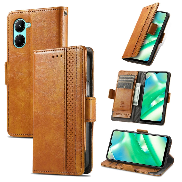 For Realme C33 CaseNeo Splicing Dual Magnetic Buckle Leather Phone Case, For Realme C33