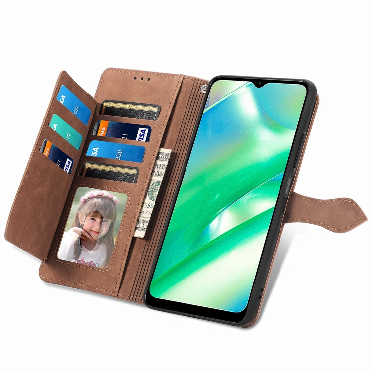 For Realme C33 Embossed Flower Zipper Leather Phone Case, For Realme C33