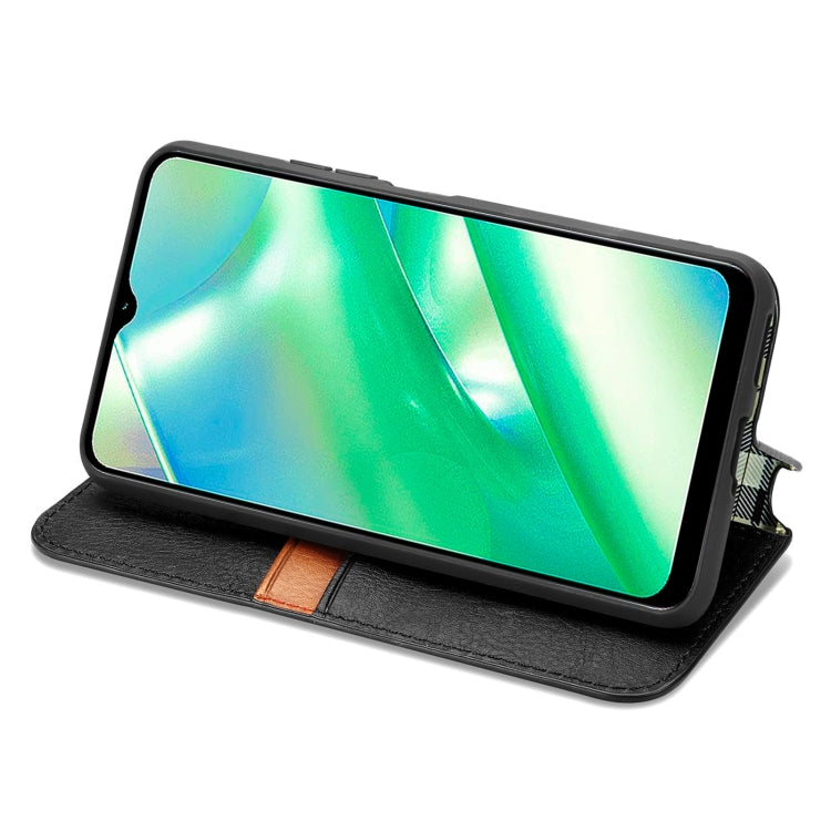 For OPPO Realme C33 Cubic Grid Pressed Magnetic Leather Phone Case, For Realme C33
