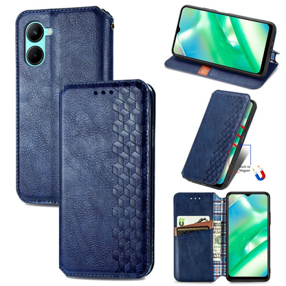 For OPPO Realme C33 Cubic Grid Pressed Magnetic Leather Phone Case, For Realme C33