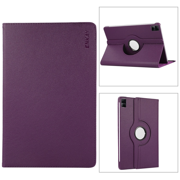 For Xiaomi Redmi Pad 10.61 ENKAY Hat-Prince 360 Degree Rotation Litchi Leather Smart Case, For Xiaomi Redmi Pad 10.61