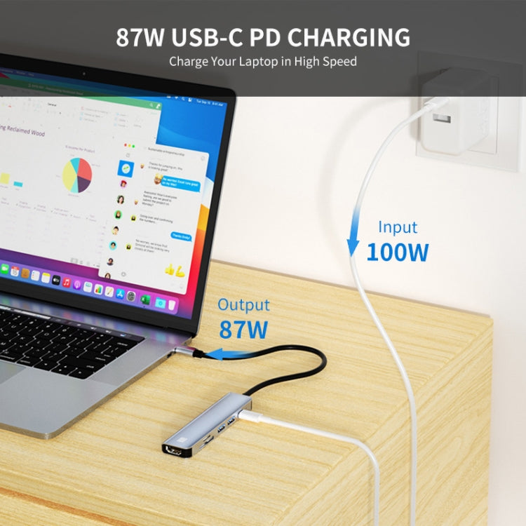 JUNSUNMAY 6 in 1 Type-C to 4K HDMI Docking Station Adapter USB-C PD Quick Charge Hub SD/TF Card Reader, JSM-HUB005