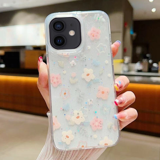 Fresh Small Floral Epoxy TPU Phone Case, For iPhone 12, For iPhone 12 Pro Max, For iPhone 12 Pro, For iPhone 11 Pro Max, For iPhone 11, For iPhone 11 Pro, For iPhone XR, For iPhone XS Max, For iPhone 7 Plus / 8 Plus, For iPhone X / XS