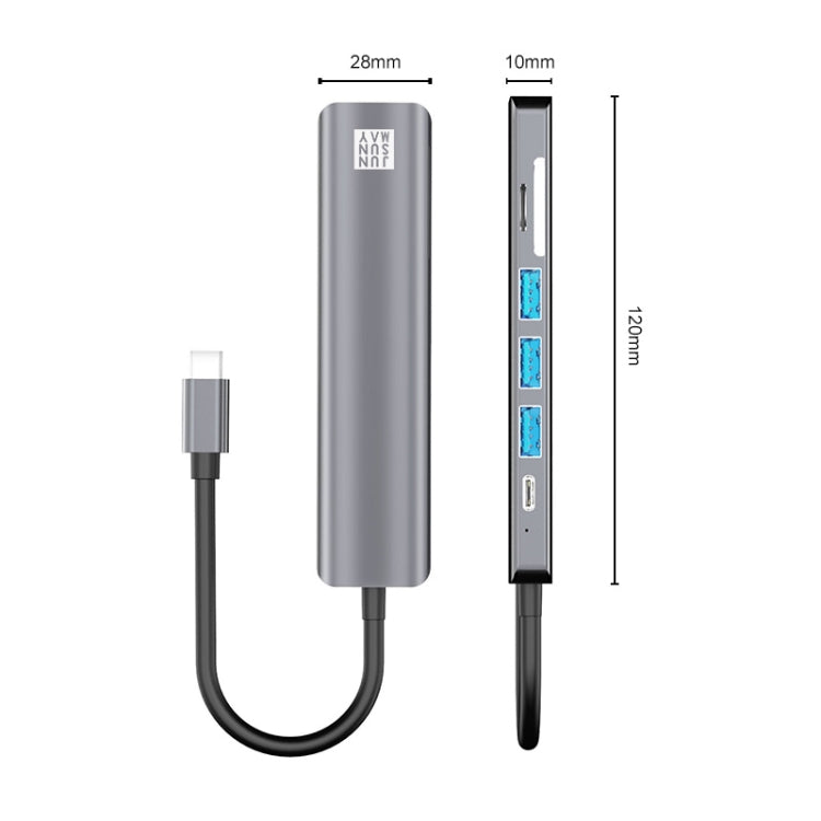 JUNSUNMAY 7 in 1 Type-C to 4K HDMI Docking Station Adapter PD Quick Charge Hub SD/TF Card Reader, JSM-HUB006