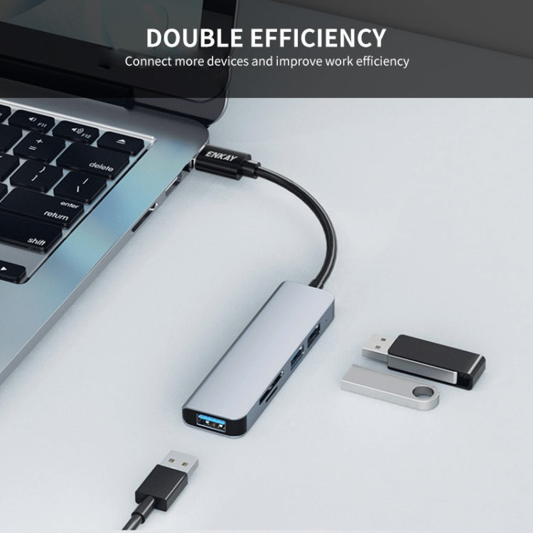 ENKAY Hat-Prince 5 in 1 Docking Station Adapter HUB SD/TF Card Reader, USB 3.0, Type-C