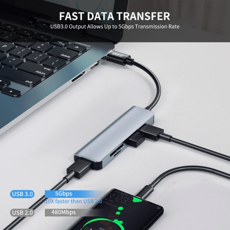ENKAY Hat-Prince 5 in 1 Docking Station Adapter HUB SD/TF Card Reader, USB 3.0, Type-C
