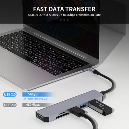 ENKAY Hat-Prince 6 in 1 Type-C to 4K HDMI Docking Station Adapter USB-C Hub SD/TF Card Reader, 6 in 1 Type-C to 4K HDMI