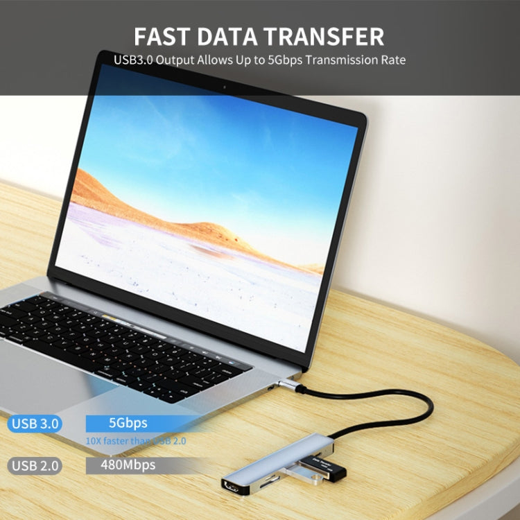 ENKAY Hat-Prince 6 in 1 Type-C Hub 4K HDMI Docking Station Adapter USB-C PD Quick Charge SD/TF Card Reader, 6 in 1 Type-C