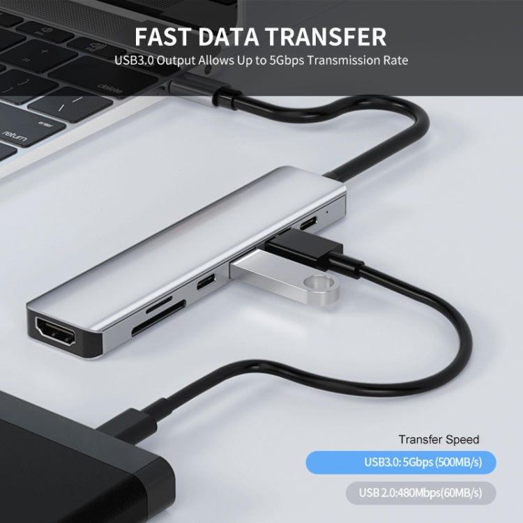 ENKAY Hat-Prince 7 in 1 Type-C to 4K HDMI Docking Station Adapter PD Quick Charge Hub, Type-C to 4K HDMI