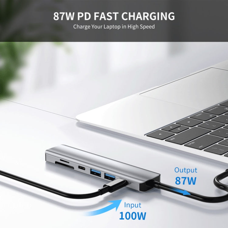 ENKAY Hat-Prince 7 in 1 Type-C to 4K HDMI Docking Station Adapter PD Quick Charge Hub, Type-C to 4K HDMI