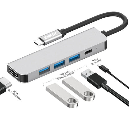 ENKAY Hat-Prince 5 in 1 Type-C Hub 4K HDMI Converter Docking Station USB 3.0 Adapter, USB3.0+HDMI