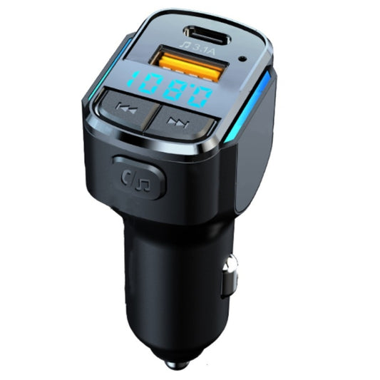 C34 Chargeur Bluetooth 5.0 Transmetteur FM Lecteur MP3 Allume-cigare pour voiture, C34