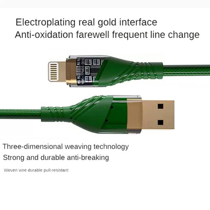 2pcs 2.4A USB to 8 Pin Transparent Fast Charging Data Cable, Length: 1m, USB to 8 Pin (2pcs)