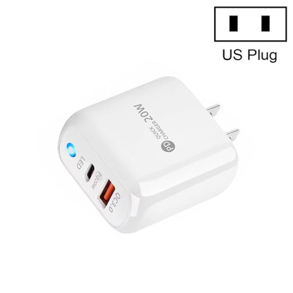 PD04 PD20W + QC18W Mobile Phone Charger with LED Indicator, US Plug, US Plug