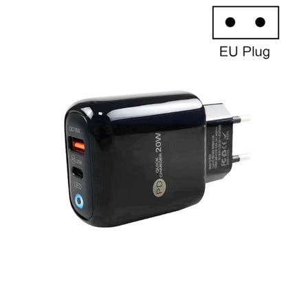 PD04 PD20W + QC18W Mobile Phone Charger with LED Indicator, EU Plug, EU Plug