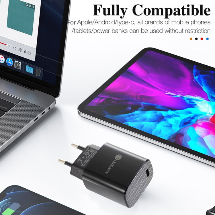 PD11 Mini Single Port PD3.0 USB-C / Type-C 20W Fast Charger for iPhone / iPad Series, EU Plug, EU Plug