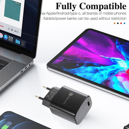 PD11 Single PD3.0 USB-C / Type-C 20W Fast Charger with 1m Type-C to 8 Pin Data Cable, EU Plug, EU Plug + Type-C to 8 Pin Cable