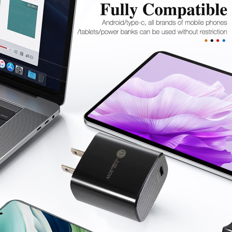PD11 Single PD3.0 USB-C / Type-C 20W Fast Charger with 1m Type-C to Type-C Data Cable, US Plug, US Plug + Type-C to Type-C Cable
