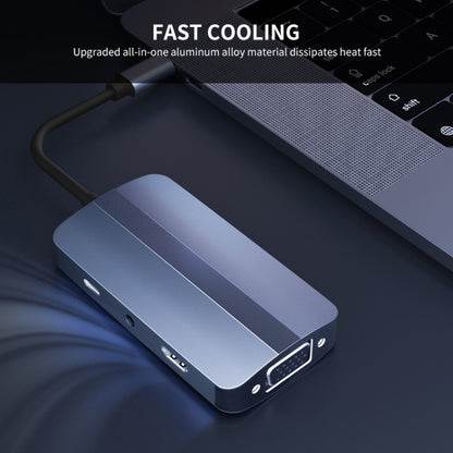 JUNSUNMAY 7 in 1 Type-C to 4K HDMI + VGA + 3.5mm Audio Docking Station Adapter PD Quick Charge Hub, JSM-HUB016
