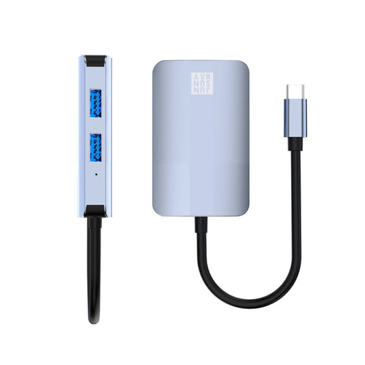 JUNSUNMAY Hub USB-C multifonction 5 en 1 Type-C vers RJ45 Ethernet + Lecteur de cartes SD/TF, JSM-HUB018