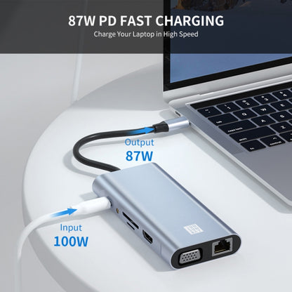 JUNSUNMAY 11 in 1 Type-C to 4K HDMI + VGA +RJ45 Docking Station Adapter PD Quick Charge Hub, JSM-HUB019