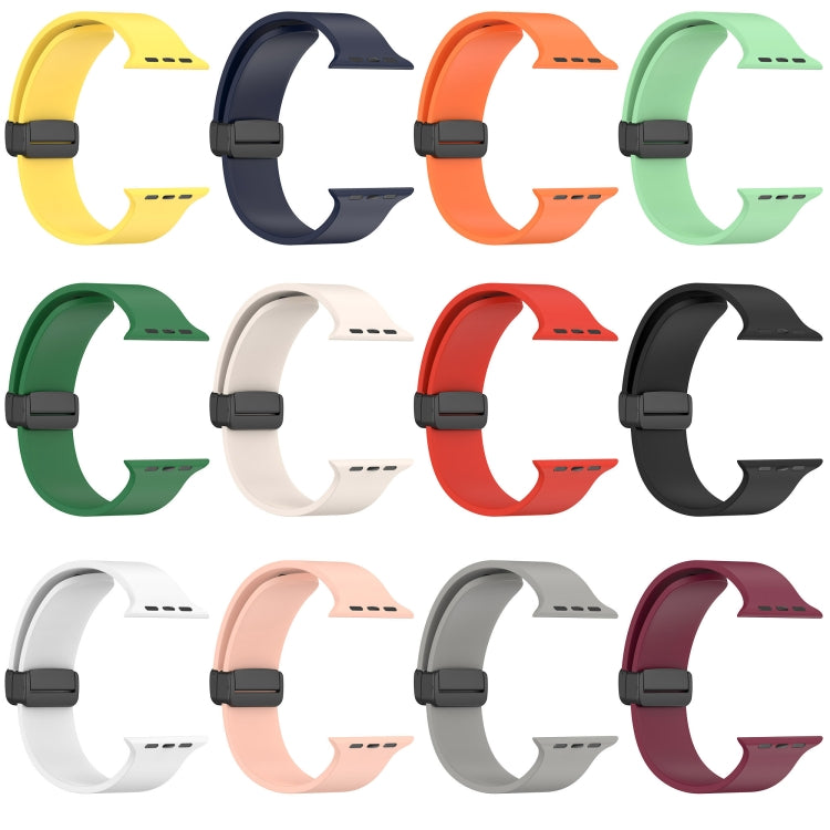 Magnetic Black Buckle Smooth Silicone Watch Band, For Apple Watch Ultra 49mm, For Apple Watch Series 8&7 45mm, For Apple Watch Series 8&7 41mm