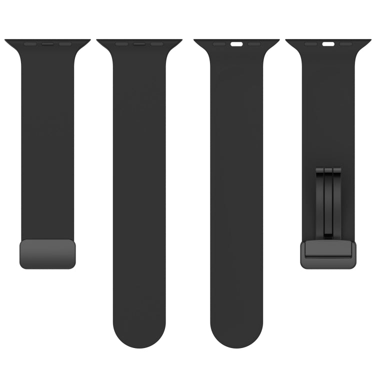 Magnetic Black Buckle Smooth Silicone Watch Band, For Apple Watch Ultra 49mm, For Apple Watch Series 8&7 45mm, For Apple Watch Series 8&7 41mm
