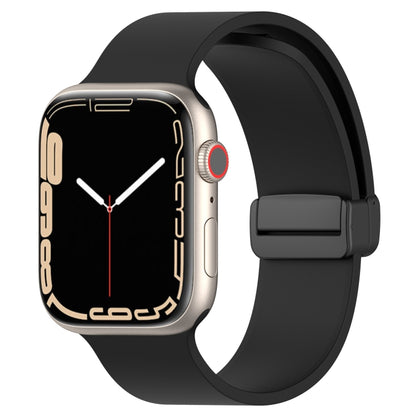 Magnetic Black Buckle Smooth Silicone Watch Band, For Apple Watch Ultra 49mm, For Apple Watch Series 8&7 45mm, For Apple Watch Series 8&7 41mm