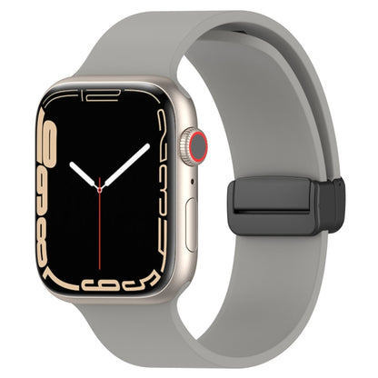 Magnetic Black Buckle Smooth Silicone Watch Band, For Apple Watch Ultra 49mm, For Apple Watch Series 8&7 45mm, For Apple Watch Series 8&7 41mm