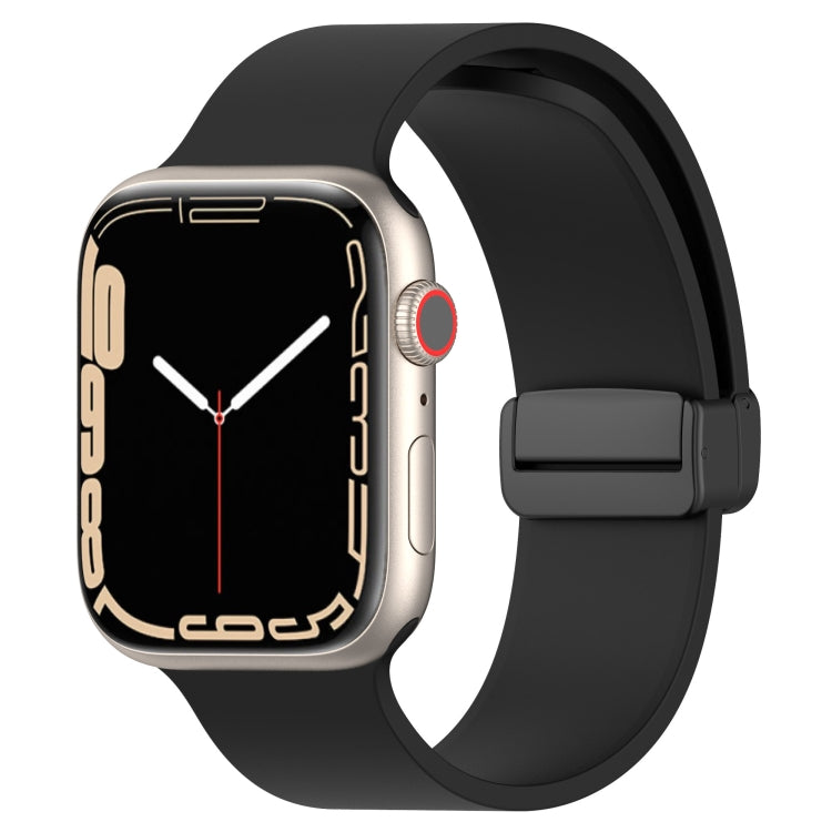Magnetic Black Buckle Smooth Silicone Watch Band, For Apple Watch Ultra 49mm, For Apple Watch Series 8&7 45mm, For Apple Watch Series 8&7 41mm