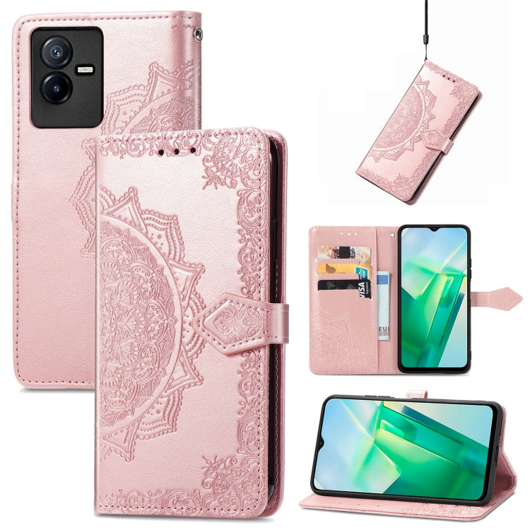 Mandala Flower Embossed Leather Phone Case, For Xiaomi Poco X3 Pro, For Xiaomi Poco X4 GT, For Xiaomi Redmi Note 10S, For Asus Zenfone 9, For vivo T2X 5G, For vivo V23 5G, For vivo X80 Lite, For vivo X80 Pro