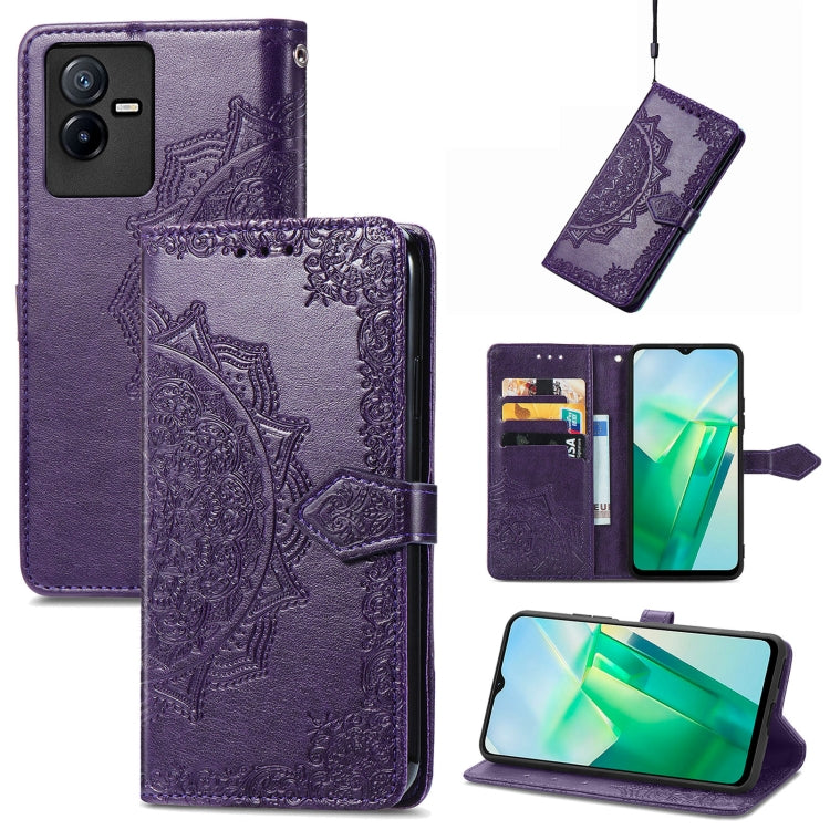 Mandala Flower Embossed Leather Phone Case, For Xiaomi Poco X3 Pro, For Xiaomi Poco X4 GT, For Xiaomi Redmi Note 10S, For Asus Zenfone 9, For vivo T2X 5G, For vivo V23 5G, For vivo X80 Lite, For vivo X80 Pro