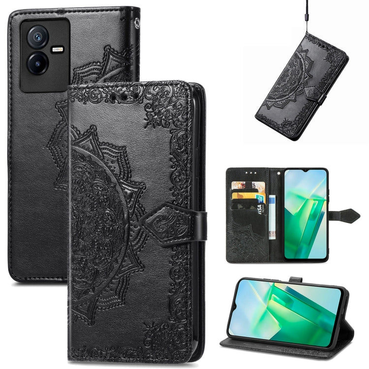 Mandala Flower Embossed Leather Phone Case, For Xiaomi Poco X3 Pro, For Xiaomi Poco X4 GT, For Xiaomi Redmi Note 10S, For Asus Zenfone 9, For vivo T2X 5G, For vivo V23 5G, For vivo X80 Lite, For vivo X80 Pro
