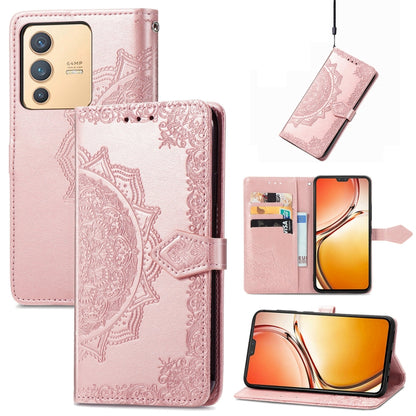 Mandala Flower Embossed Leather Phone Case, For Xiaomi Poco X3 Pro, For Xiaomi Poco X4 GT, For Xiaomi Redmi Note 10S, For Asus Zenfone 9, For vivo T2X 5G, For vivo V23 5G, For vivo X80 Lite, For vivo X80 Pro