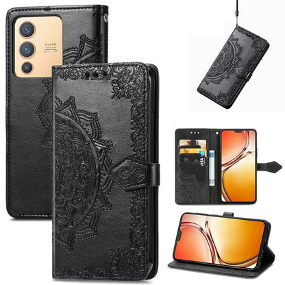 Mandala Flower Embossed Leather Phone Case, For Xiaomi Poco X3 Pro, For Xiaomi Poco X4 GT, For Xiaomi Redmi Note 10S, For Asus Zenfone 9, For vivo T2X 5G, For vivo V23 5G, For vivo X80 Lite, For vivo X80 Pro