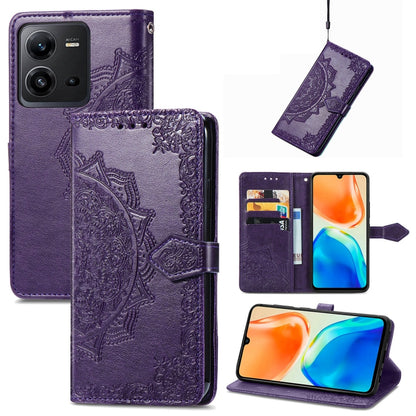Mandala Flower Embossed Leather Phone Case, For Xiaomi Poco X3 Pro, For Xiaomi Poco X4 GT, For Xiaomi Redmi Note 10S, For Asus Zenfone 9, For vivo T2X 5G, For vivo V23 5G, For vivo X80 Lite, For vivo X80 Pro
