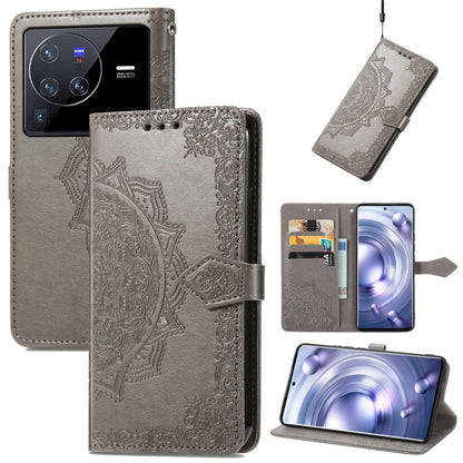 Mandala Flower Embossed Leather Phone Case, For Xiaomi Poco X3 Pro, For Xiaomi Poco X4 GT, For Xiaomi Redmi Note 10S, For Asus Zenfone 9, For vivo T2X 5G, For vivo V23 5G, For vivo X80 Lite, For vivo X80 Pro
