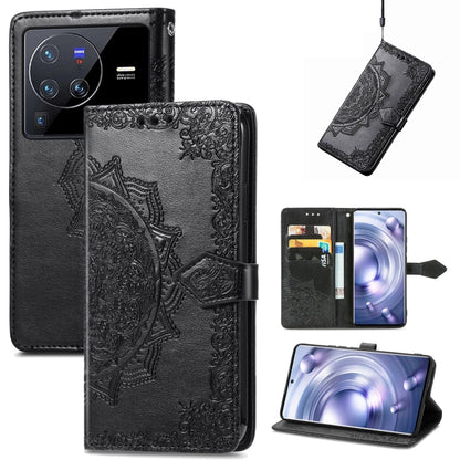 Mandala Flower Embossed Leather Phone Case, For Xiaomi Poco X3 Pro, For Xiaomi Poco X4 GT, For Xiaomi Redmi Note 10S, For Asus Zenfone 9, For vivo T2X 5G, For vivo V23 5G, For vivo X80 Lite, For vivo X80 Pro