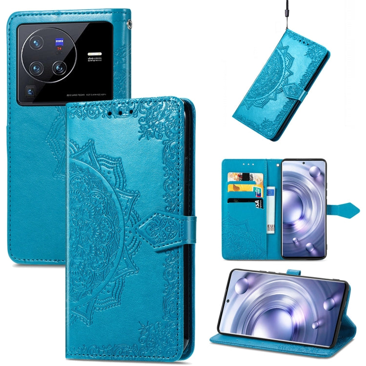 Mandala Flower Embossed Leather Phone Case, For Xiaomi Poco X3 Pro, For Xiaomi Poco X4 GT, For Xiaomi Redmi Note 10S, For Asus Zenfone 9, For vivo T2X 5G, For vivo V23 5G, For vivo X80 Lite, For vivo X80 Pro