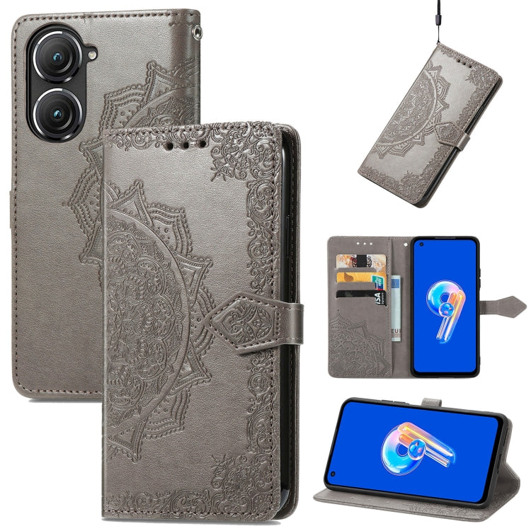 Mandala Flower Embossed Leather Phone Case, For Xiaomi Poco X3 Pro, For Xiaomi Poco X4 GT, For Xiaomi Redmi Note 10S, For Asus Zenfone 9, For vivo T2X 5G, For vivo V23 5G, For vivo X80 Lite, For vivo X80 Pro