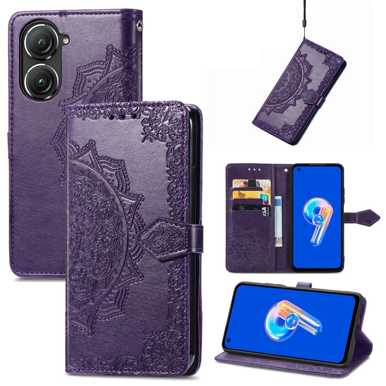 Mandala Flower Embossed Leather Phone Case, For Xiaomi Poco X3 Pro, For Xiaomi Poco X4 GT, For Xiaomi Redmi Note 10S, For Asus Zenfone 9, For vivo T2X 5G, For vivo V23 5G, For vivo X80 Lite, For vivo X80 Pro