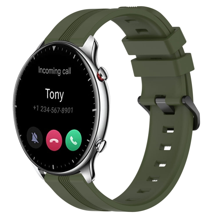 22mm Concave Striped Slicone Watch Band, For Amazfit GTR 4, For Amazfit GTR 3, For Amazfit GTR 3 Pro, For Amazfit GTR 2e, For Amazfit GTR 2, For Amazfit 3, For Amazfit GTR 47mm