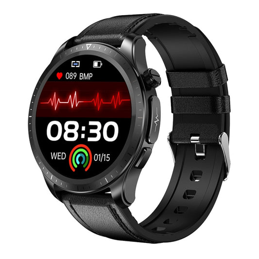 Montre intelligente E420 avec écran couleur de 1,39 pouce, bracelet en cuir, prise en charge de la surveillance de la fréquence cardiaque / de la surveillance de la tension artérielle