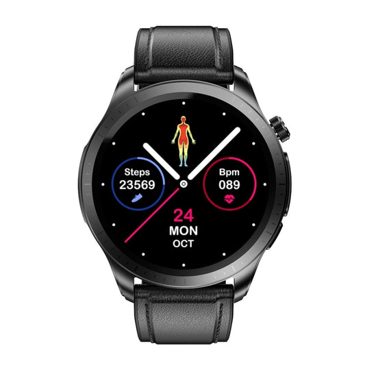 Montre intelligente E420 avec écran couleur de 1,39 pouce, bracelet en cuir, prise en charge de la surveillance de la fréquence cardiaque / de la surveillance de la tension artérielle
