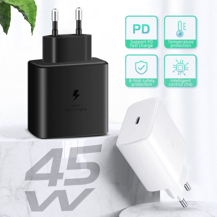 M135 45W USB-C / Type-C Port Fast Charger with 5A Type-C to Type-C Cable, EU Plug, EU Plug + Type-C Cable