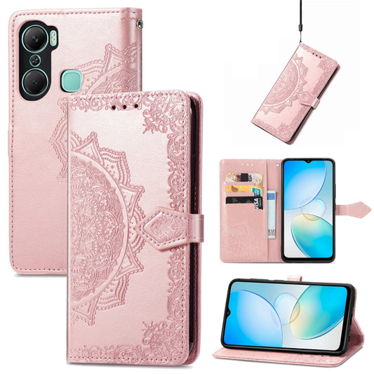 Mandala Flower Embossed Leather Phone Case, For Infinix Hot 12 Pro, For Infinix Hot 12i, For ZTE Libero 5G III, For OPPO Reno9, For Samsung Galaxy A04, For Samsung Galaxy A04e, For TCL 40 SE, For Tecno Spark 9 Pro, For Google Pixel 7A, For vivo iQOO Neo 6