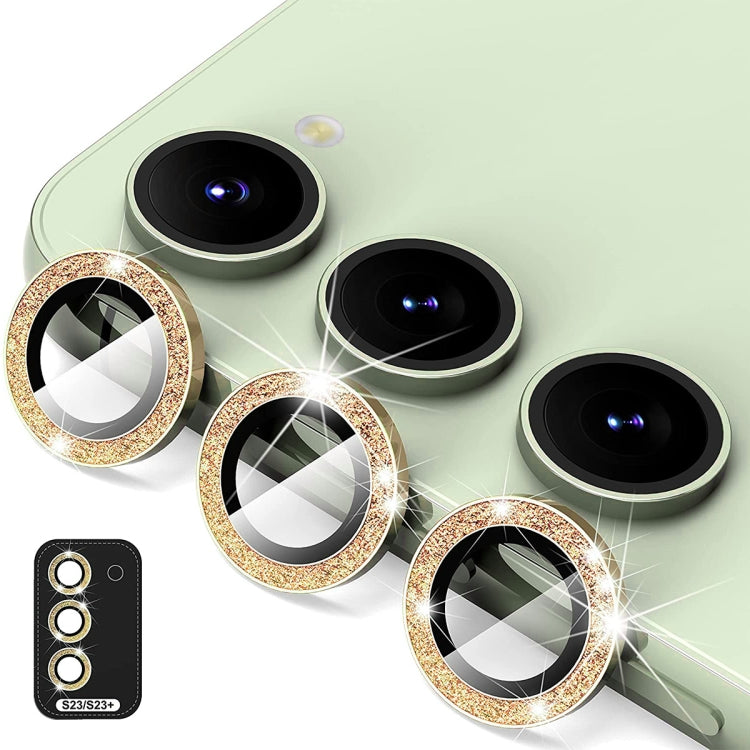 For Samsung Galaxy S23 5G / S23+ 5G ENKAY 9H Rear Camera Lens Glitter Aluminium Alloy Ring Tempered Glass Film, For Samsung Galaxy S23 5G / S23+ 5G