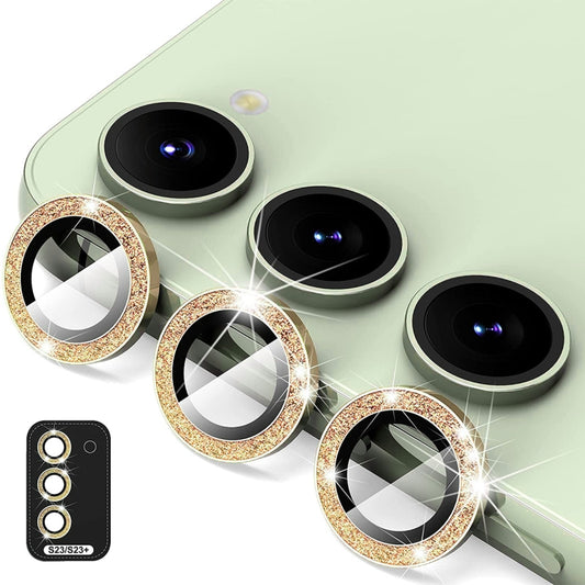 For Samsung Galaxy S23 5G / S23+ 5G ENKAY 9H Rear Camera Lens Glitter Aluminium Alloy Ring Tempered Glass Film, For Samsung Galaxy S23 5G / S23+ 5G
