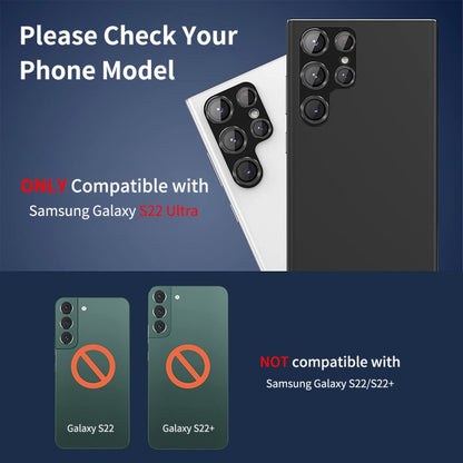 For Samsung Galaxy S22 Ultra ENKAY 9H Rear Camera Lens Aluminium Alloy Tempered Glass Film, For Samsung Galaxy S22 Ultra 5G