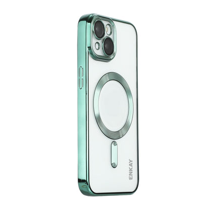 For iPhone 13 ENKAY Electroplated MagSafe Shockproof TPU Phone Case with Lens Film, For iPhone 13